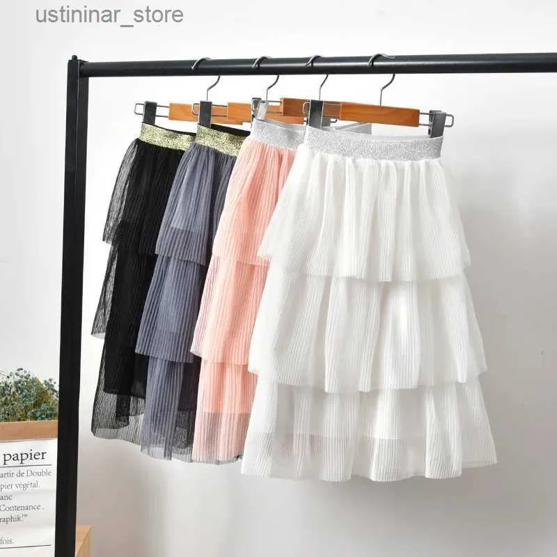女の子のドレスガールズスカートシフォンレイヤースカート夏のホワイトプリンセススカート女の子のための10代の女の子の服スカート