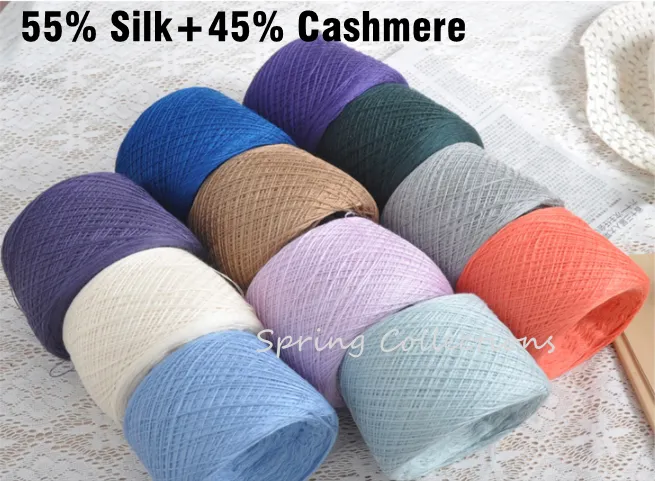 200 g Multi Color Wessted Soft Smooth 55% Silk+45% Cashmere Garn Skein Knitting Woolen Combed Garn