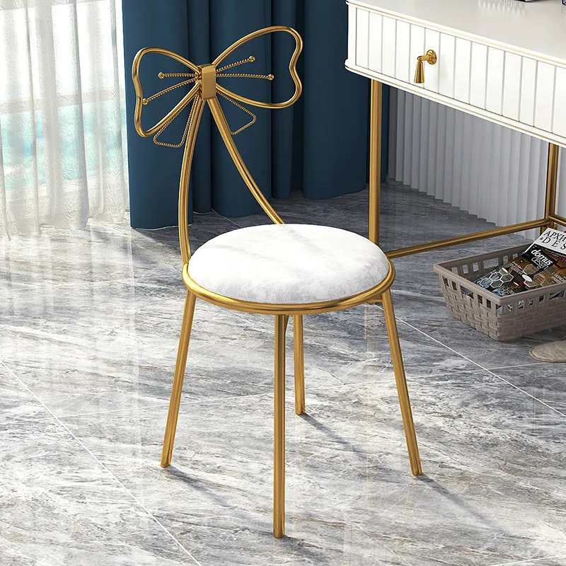 Make -upstoel Moderne Minimalistische Kledingtafel Stoel Net Red Butterfly Golden Home Bar Stool Stool Backlest stoel
