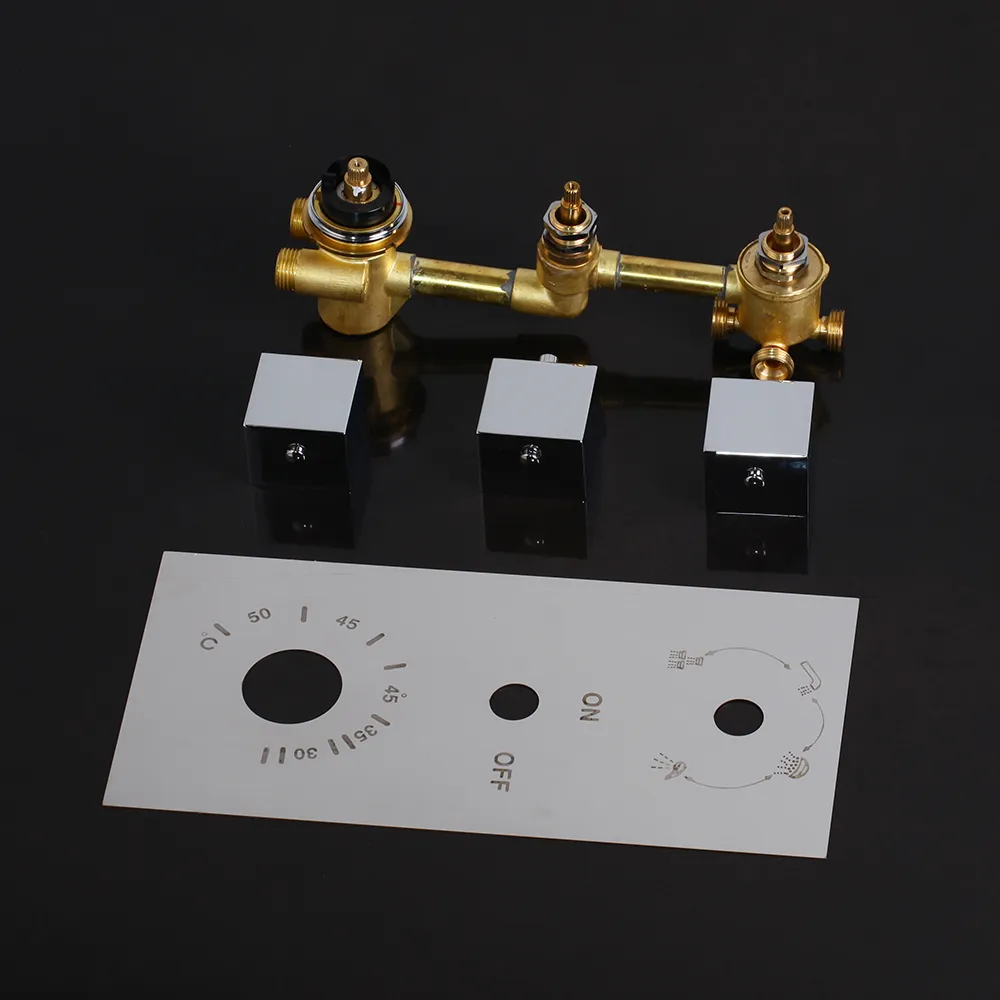 Yanksmart Luxury Badrum Duschkran 3 Hål Mixer Tap Wall Mounted Duschar Vattenkontroll Ventil Badrumstillbehör