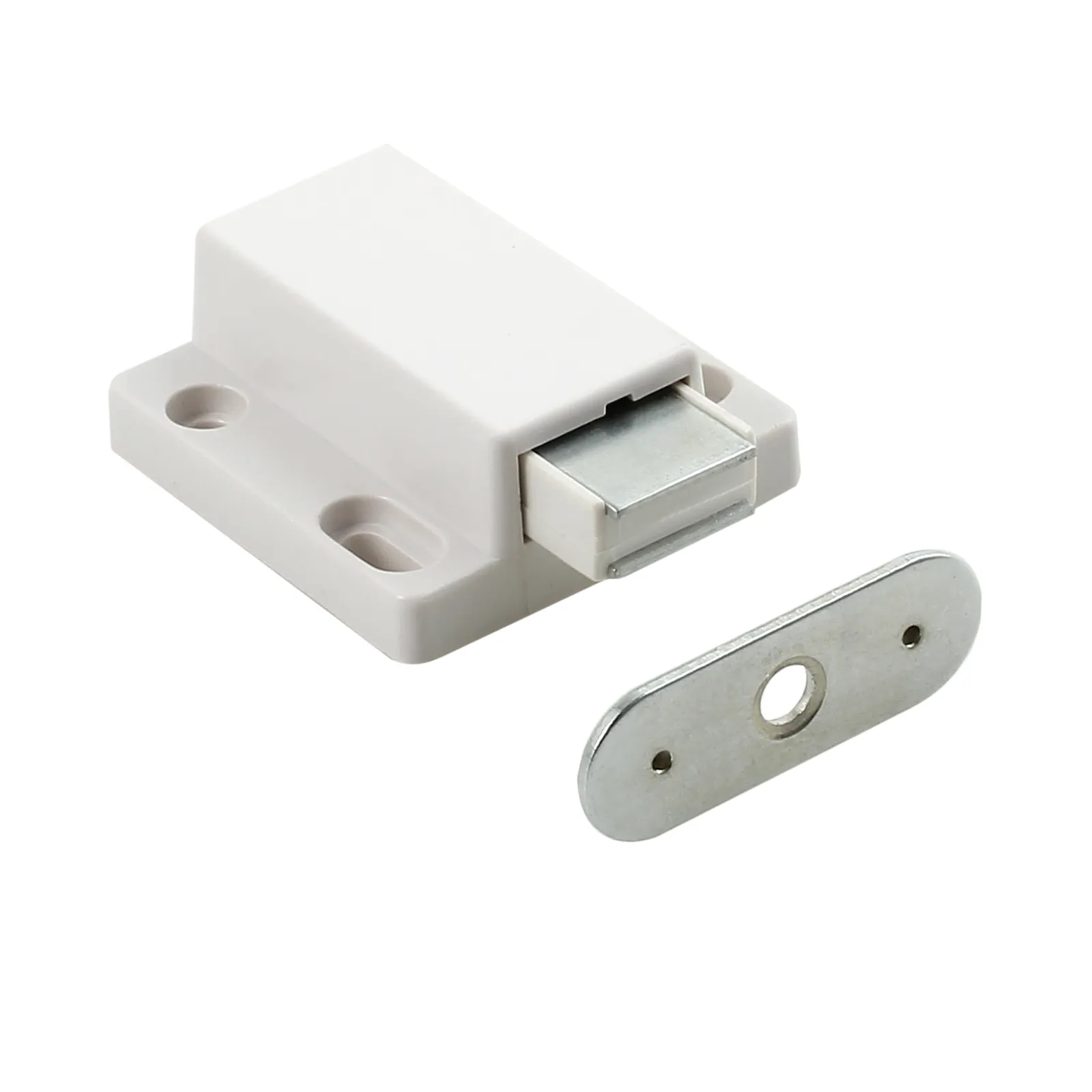 Lot De 10 Fermoirs Magnétiques Pour Placard/Porte - Fermeture Automatique - Blanc - Plastique Et Fer - Universel