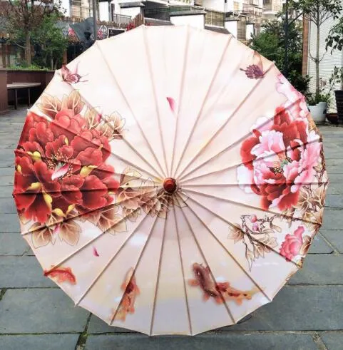 Umbrella de papel de óleo Mulheres transparentes japoneses flores de cerejeira