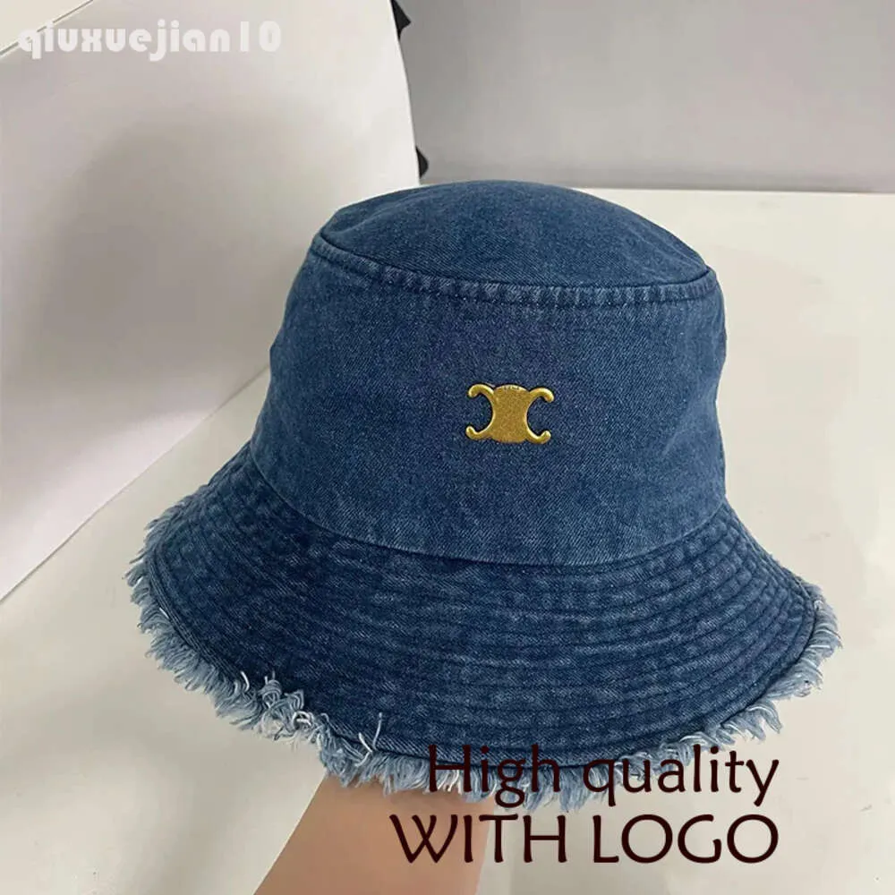 Denim Bucket Hat Women Designer Ribbed Solid Wide Brim Hats Outdoor Fashion Caps