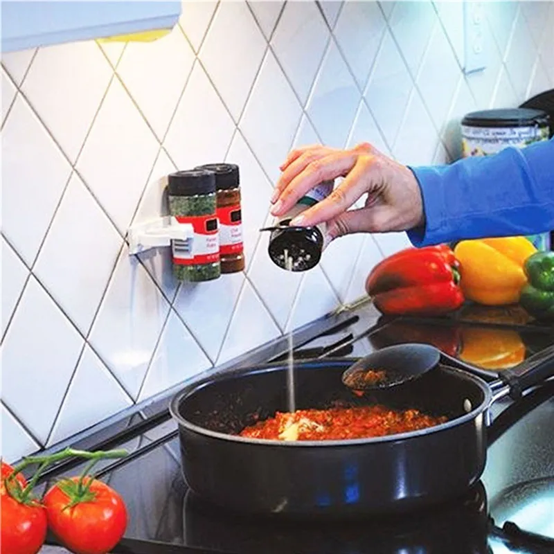 4 strati Spect Gram Organizzatore dell'organizzazione del muro porta per barate per spezie ganci a clip set Porta di stoccaggio Accessori da cucina per la cucina