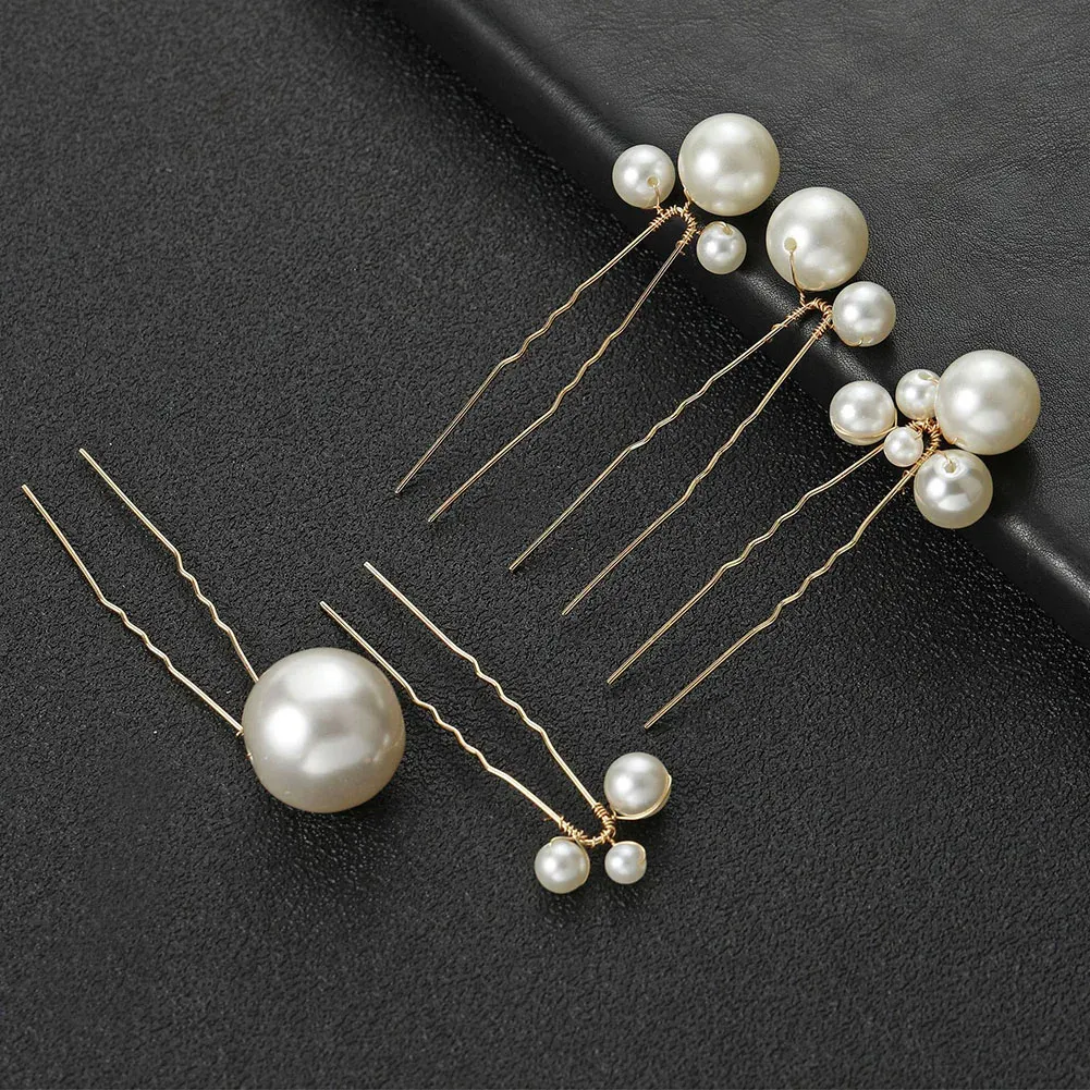 Pins y clips de perlas simulados Barrette U Palabres para cabello en forma de novia Accesorios para el cabello de la boda de novia Joyas para el cabello para mujeres