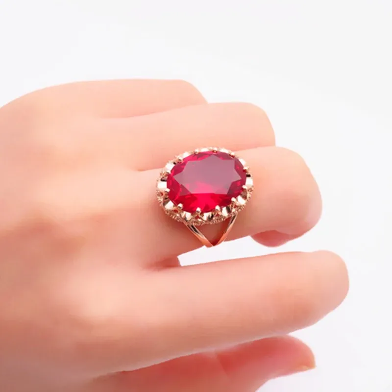 Galaxy Gold 14k Solid Rose Gold Ring With 1.15 Ct Oval Ruby - Genuine Gemstone Ring, Size 8.5, Made In USA - View #2