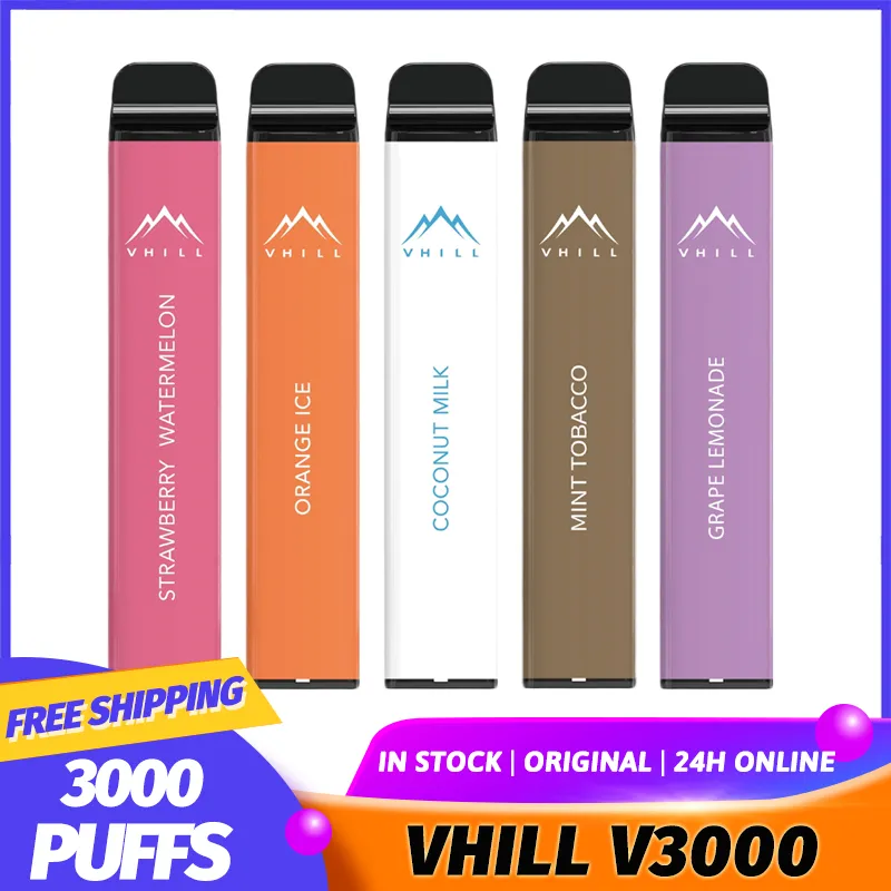 Orijinal En İyi Taste Vhill V3000 Vapes Tek Kullanımlık Puf 3000 3500 Puflar 10ml Prefiled Arabalar Elfbar Vaper E Sigara Pufu Shisha Bar vs Gunnpod Elux Efsanesi Elf Vape Bar