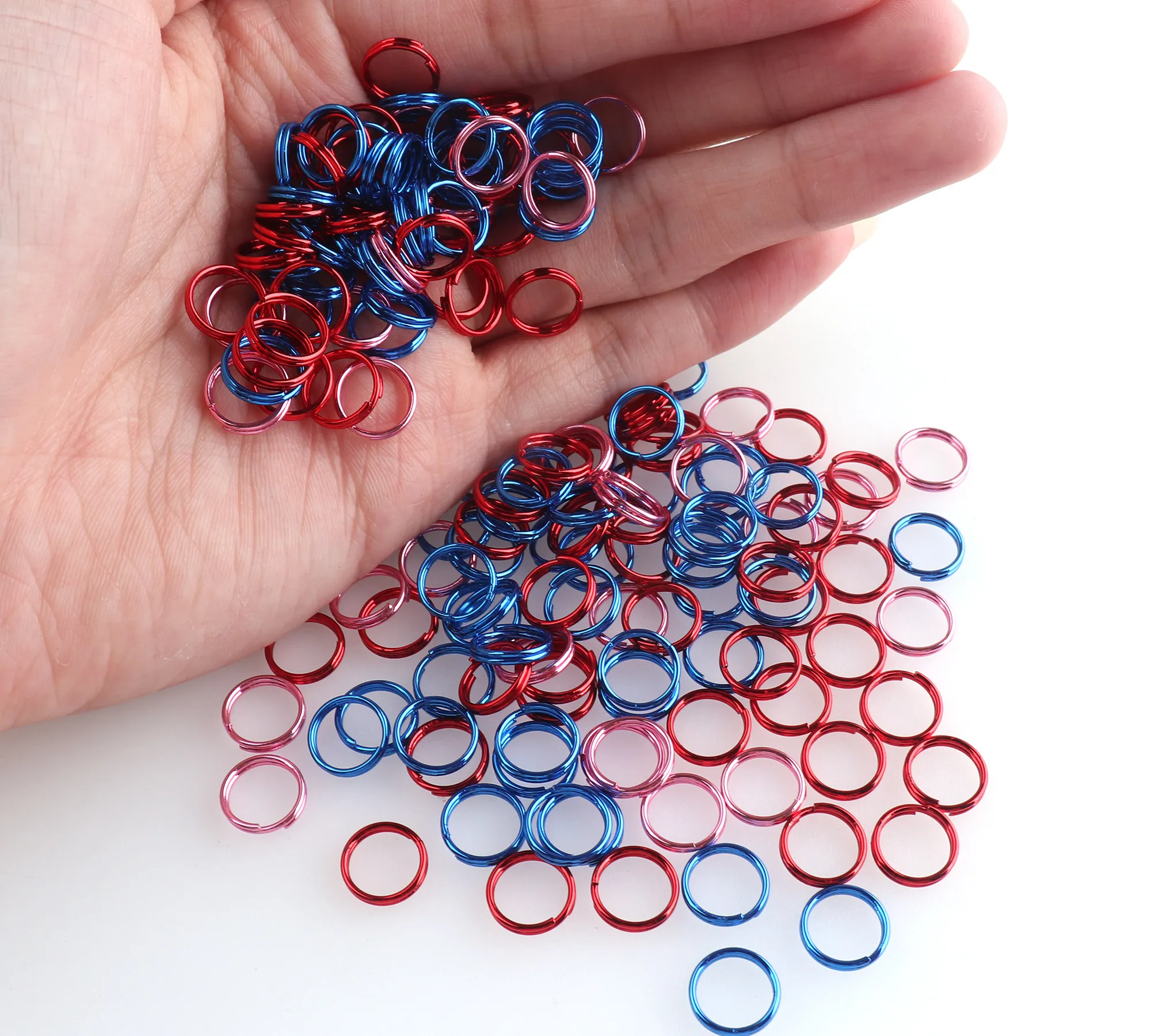 20pcs 10mm Key Ring Blue/Red/Pink Key Chain Jump Ring Replacement DIY accessories Jewelry Purse Handbag Bag Making Hardware