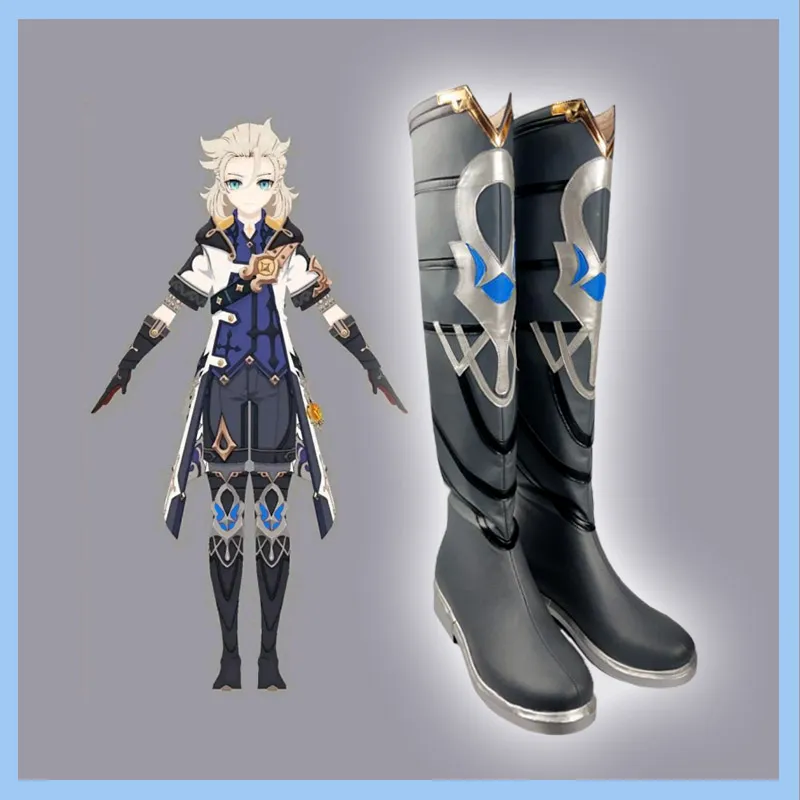 Cosplay Genshin Impact Albedo Black Cosplay Shoots Boots Halloween Carnival Cosplay Costume Accessoires Bottes de chaussures d'anime