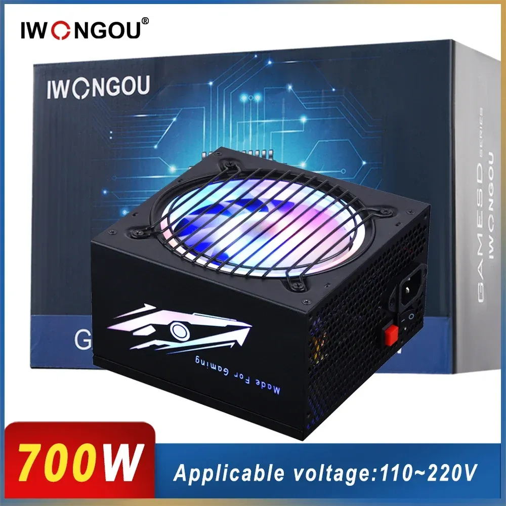 Alimentation alimentaire pour PC 700W 600W 500W RVB PC Gamer Source 110V 220V DCATX 350W FONTE IWONGOU PFC PFC PLUS PLUMING PLU