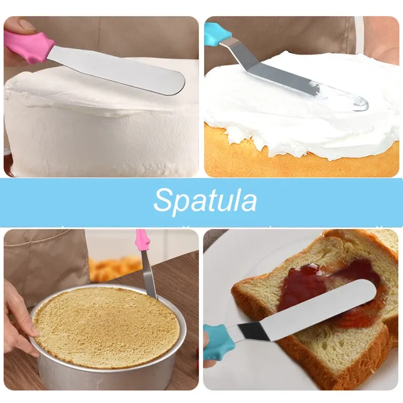 28 cm Anti-SKID Plastic Cake skivspelare Roterande tårta dekorera verktyg baksäckar munstycken set spatula kök gadget set cozinha