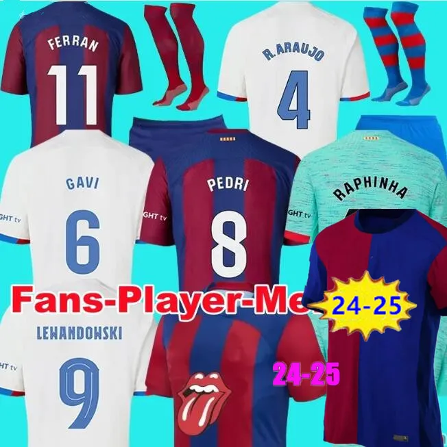 2023 2024 2025 Camisetas de football soccer jerseys LEWANDOWSKI PEDRI GAVI 23 24 25 FC ANSU FATI FERRAN RAPHINHA DEST football shirt men kit kids equipments