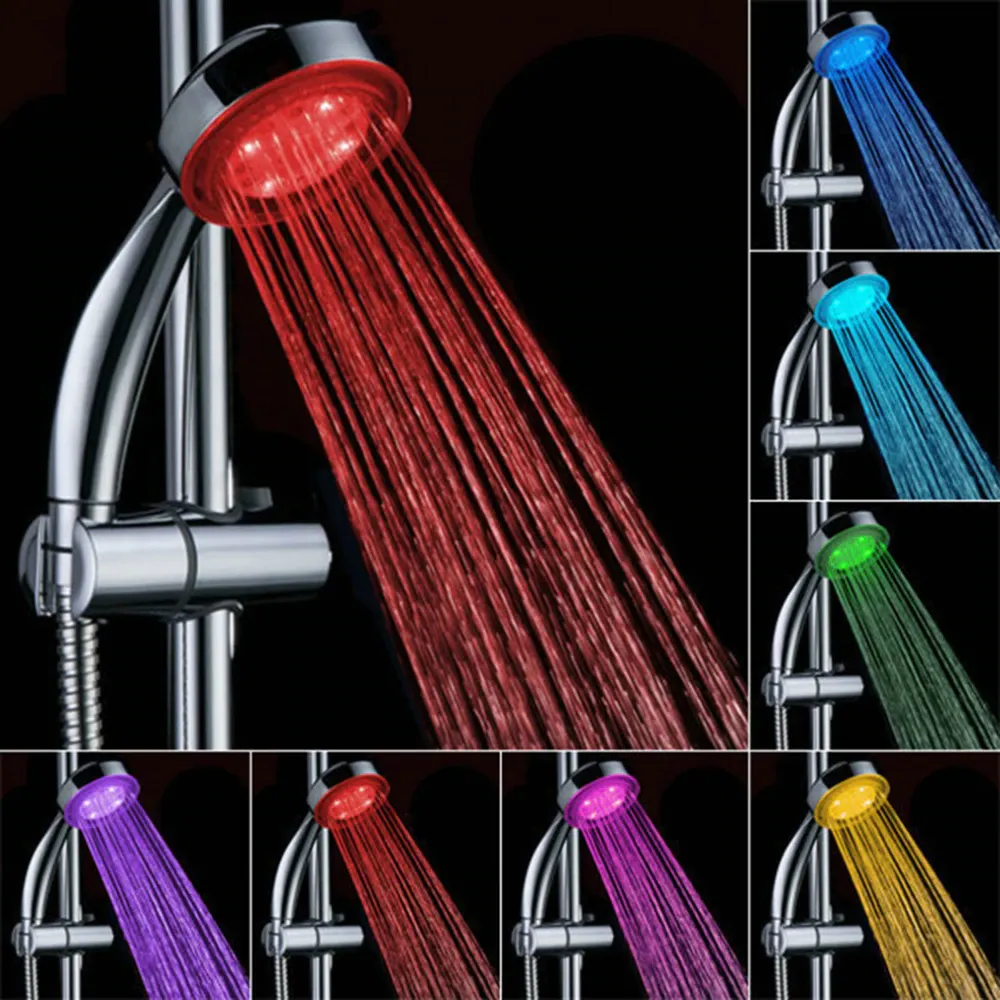 1st 7 Färghanddusch Handing LED duschhuvud med romantiska automatiska LED -lampor för badrum