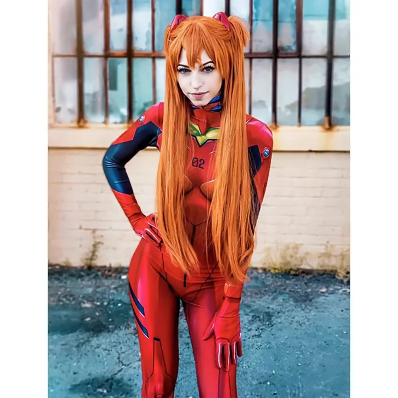 Neon Genesis Evangelion Asuka Langley Soryu Cosplay Hoodie – 3D Print – Unisex Red Full Zip – EVA Anime