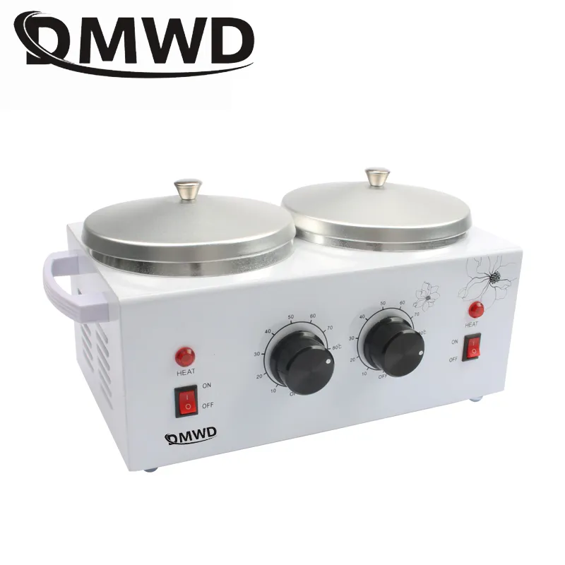 DMWD Commercial Double Tank Chocolate Melting Pot Fonue Wax Warmer Electric Hot Chocolate Heater Cylinder Melter Waxer EU Plug