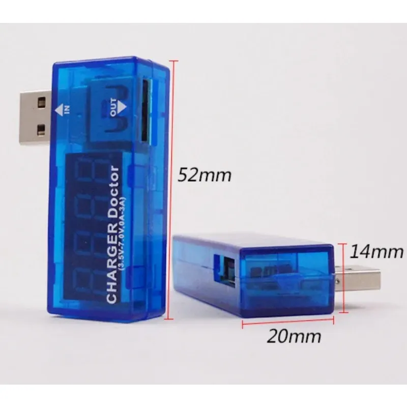 Цифровая USB -мобильная зарядка тока тока тока напряжения Метр Mini USB -зарядное устройство Доктор Вольтметр Ammeter Turning Transparent