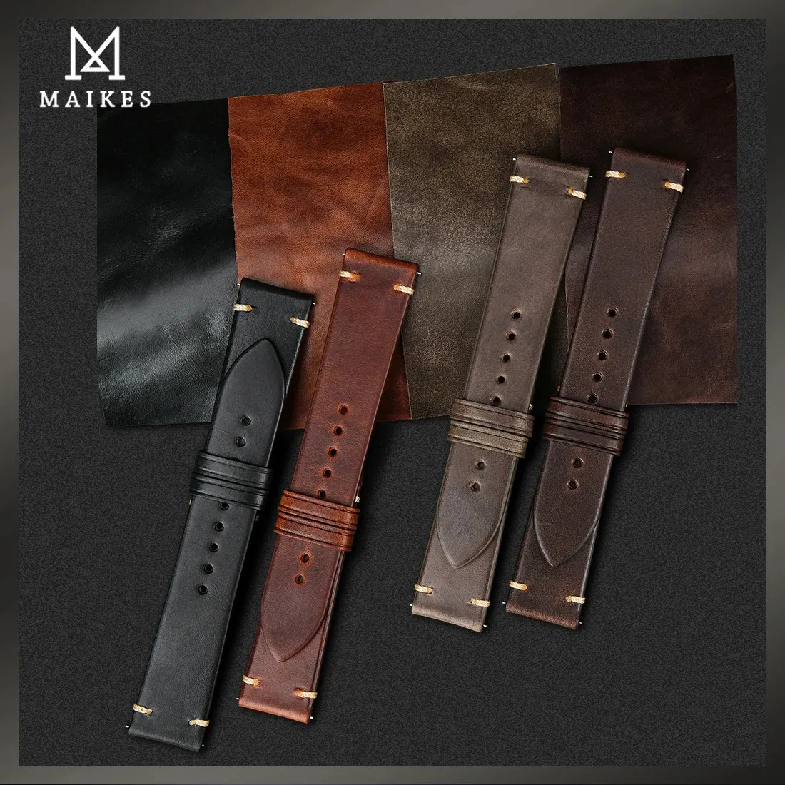 MAIKES Quick Release Watch Band Italy Vegetable Tanned Leather For Huawei Galaxy Watch 22mm Cow Watch Bracelet Leather Strap 240408