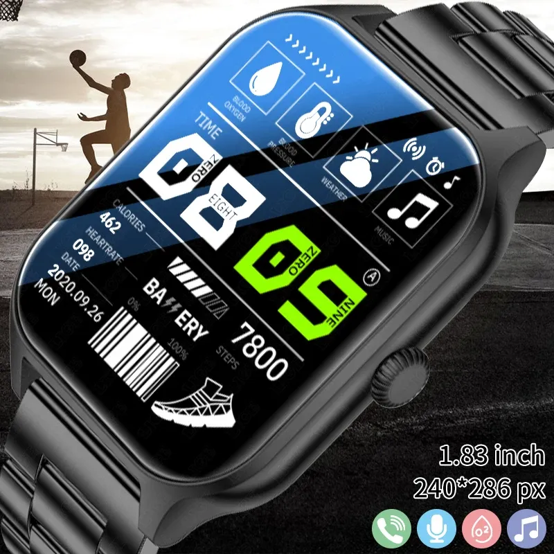 Montres LIGE 1,83 pouce Nouveau Bluetooth Call Smart Watch Men Full Touch Topp Watch Watch Face Sports Bracelet Health Monitor Smartwatch