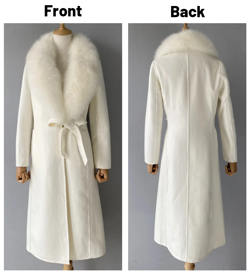 Jxwatcher Women's Cashmere trench coat with Luxury Fox Jxwatcher Women's Cashmere trench coat with Luxury Fox