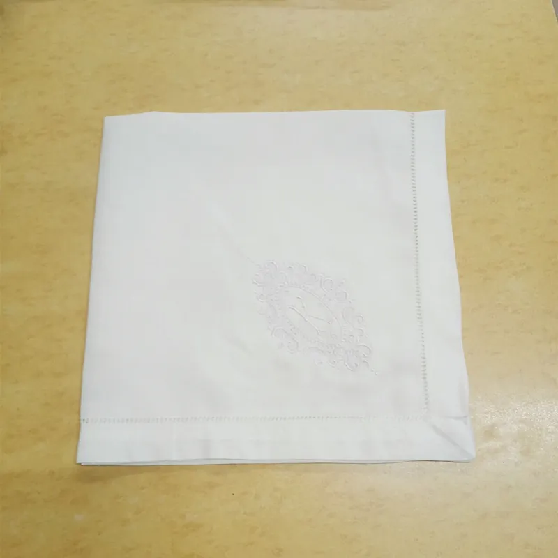Ensemble de 12 excellents serviettes de dîner monogrammées serviettes de table en lin d'association blanche 20x20 