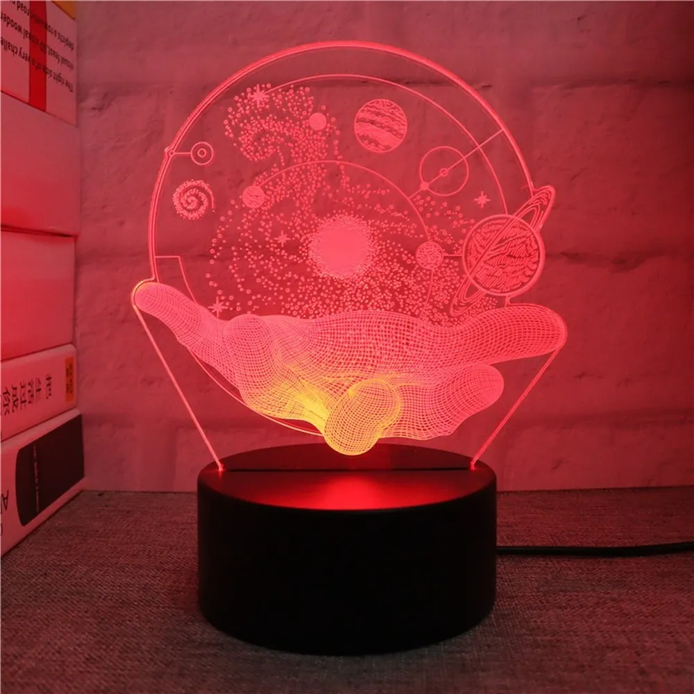 3d Night Light Cosmic Space Table Lampe colorée tactile Télécommande LED LED LAMPE ANNIVERSAIRE ANNIVERSAIR