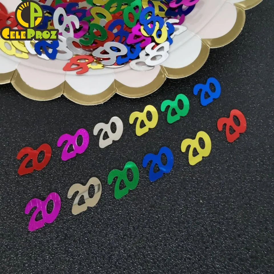 15g Number 20 Table Confetti Digit Grand Event 20th DIY Anniversary Decor Paillette Scatters for Adult Birthday Party Supplies