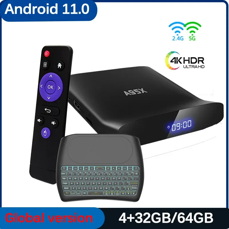 Box 2022 New Android 11.0 TV Box 4K 2GB 4GB 32GB 64GB Smart TV Media Player Mottagare 2.4G/5G WiFi HDR10+ BT5.0 Set Top Box