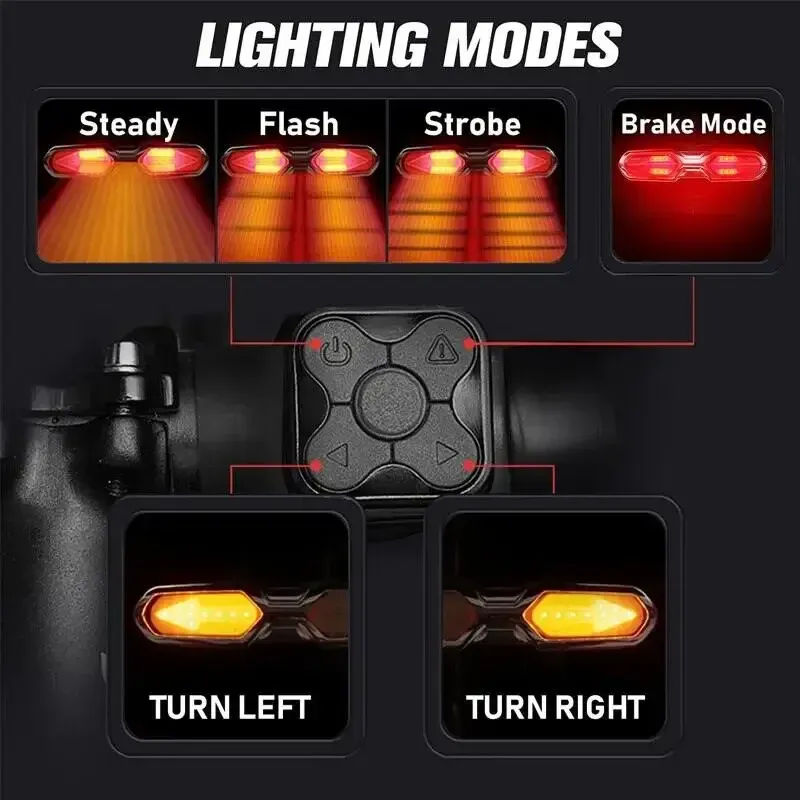 Luce di pannocchia Luce posteriore USB USB ricaricabile ricaricabile mtb scooter bici biciclette coda a led coda Luz delantera bicicleta smart ruota segnale di svolta intelligente