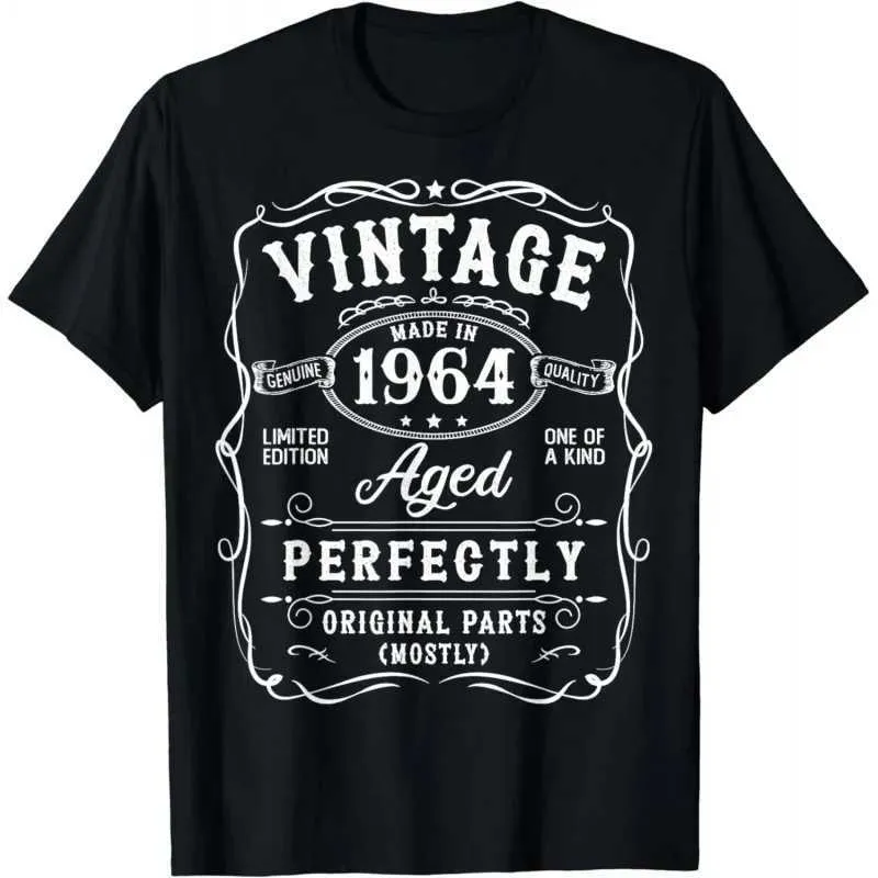 T-shirts masculins rétro 60e anniversaire Décoration Femme 60th Bday 1964 Tee Cotton Asian Nouveau T-shirt confortable J240409 Coton asiatique J240409