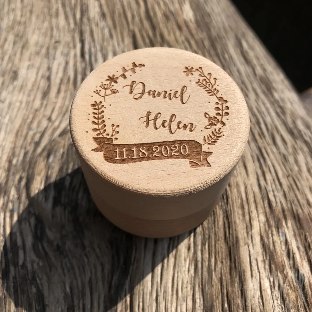 Personalized Rustic Wedding Wooden Ring Box Holder Custom Bride Groom Name Date Bearer Box Engagement Anniversary Gift (6)