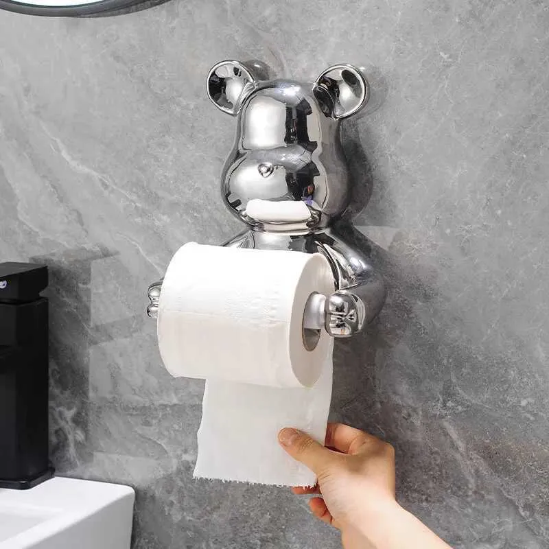 Toilet Paper Holders Cute bear tissue box creative fashion accessories bathroom wall wallpaper roll home waterproof tissue holder 240410