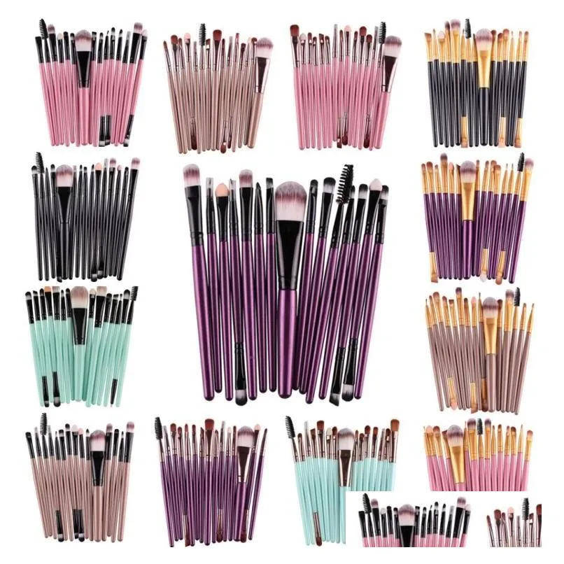 Makeup Brushes 15pcskit Set Feed Shadow Brow Eyeliner Eyellash Lip Foundation Power Cosmetic Make Up Brush Beautiful Beauty Tool6086296 Drop délivre