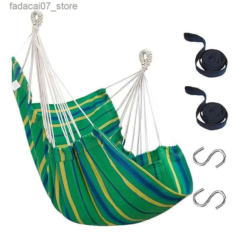 Hammocks Pendant chair swing chair large indoor with anti slip steel spreading rod and pocket - Max 500lbs-2 cushion perfect for bedsQ