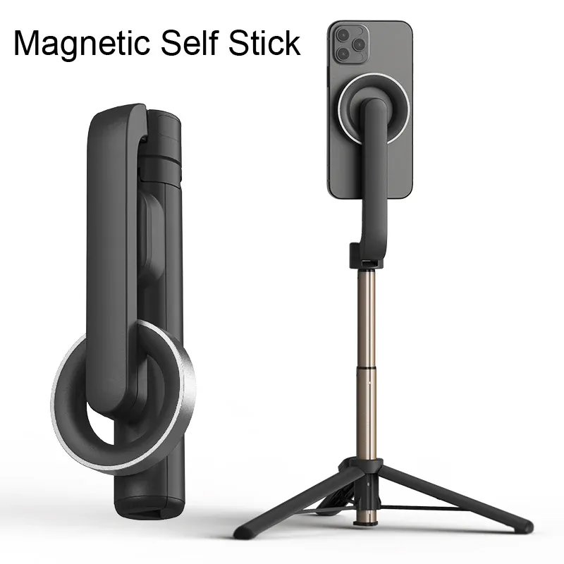 Sticks Magnetic Portable Selfie Stick stativ med fjärrkontroll för mobiltelefon iPhone 14 13 12 Pro Max för Huawei Xiaomi Samsung Gift