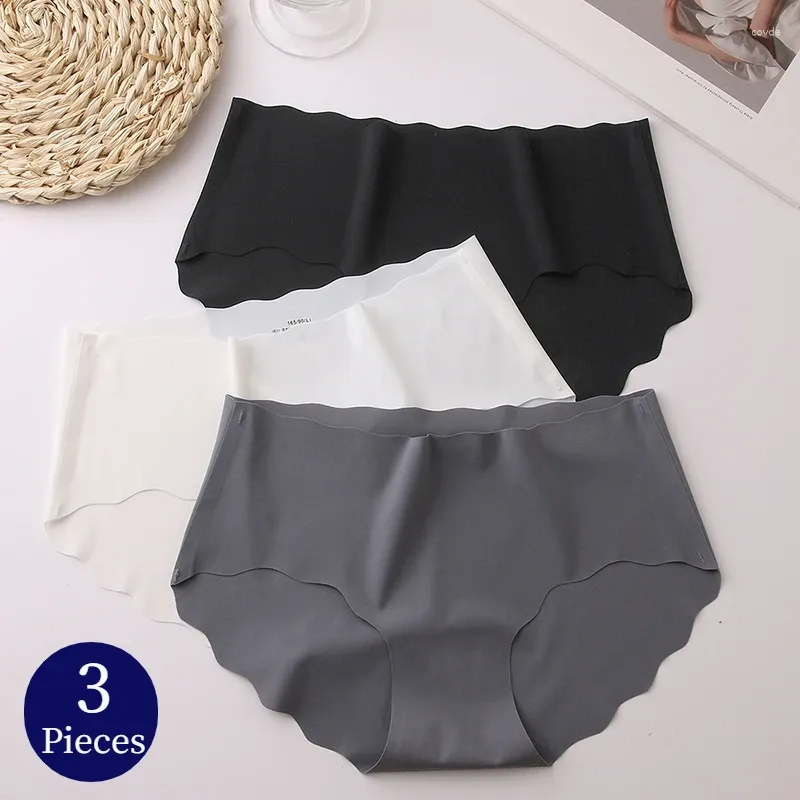 Frauenhöhe Trowbridge 3PCS/Set nahtloser Seidensatin -Unterwäsche weibliche Wellenkante Shorts Gemütliche Dessous -Sportunterhosen