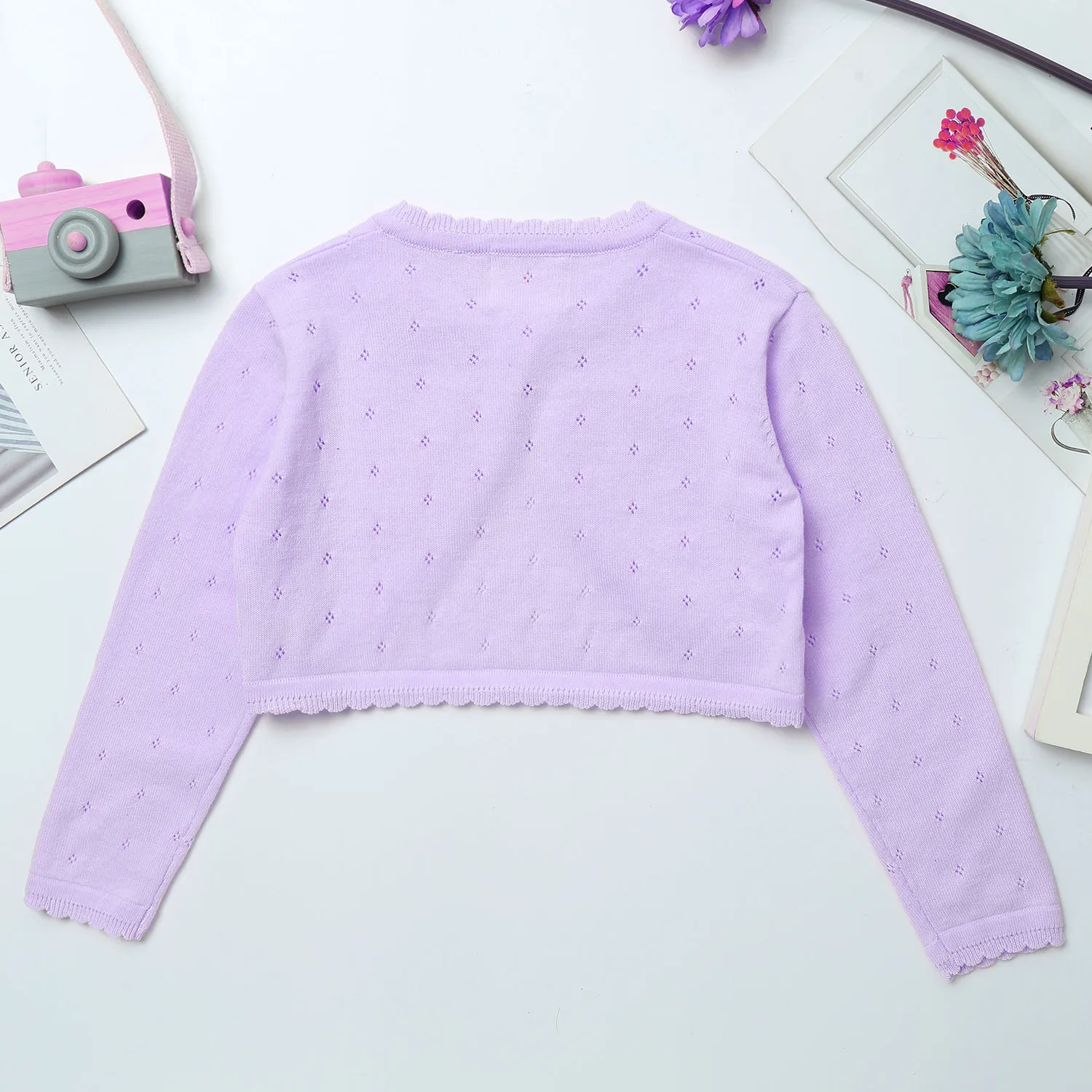 Toddler Girl Long Sleeve Bowknot Bolero Wedding Birthday Party Jacket Formal Knitted Crochet Cardigan Coat Kids Cape Clothing