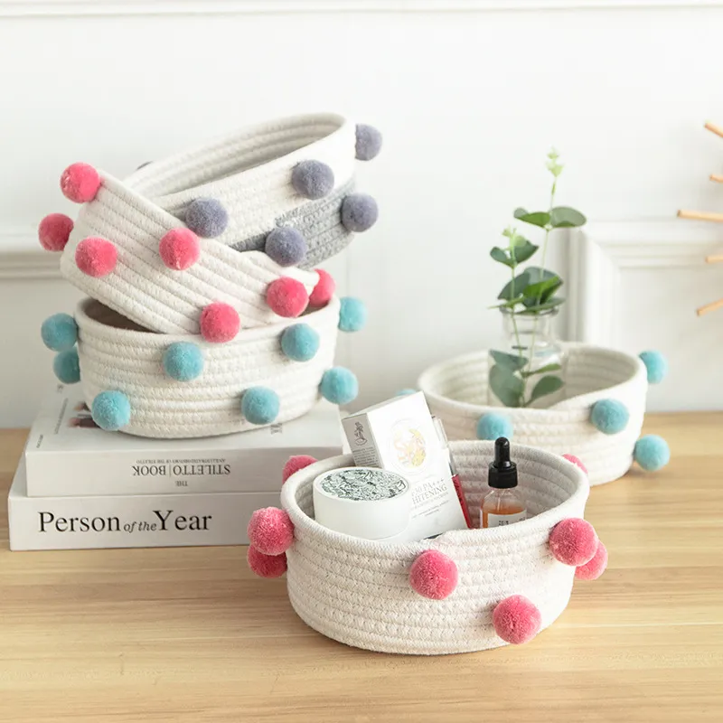 Luanqi Handle Hairball Storage Basket Table Oval Caixas de tecido superior de tecidos nórdicos Sundries de bebê Baby Toys Candy Organizer Baskets