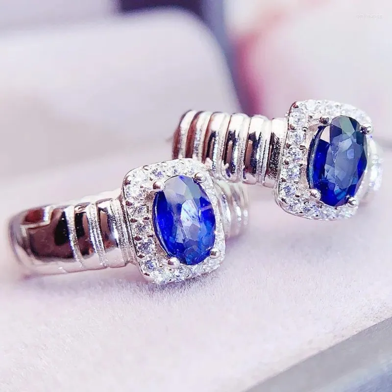 Hoop örhängen naturlig riktig blå safir örhänge oval stil 925 sterling silver 0,6ct 2st ädelsten fina smycken för män kvinnor l24192