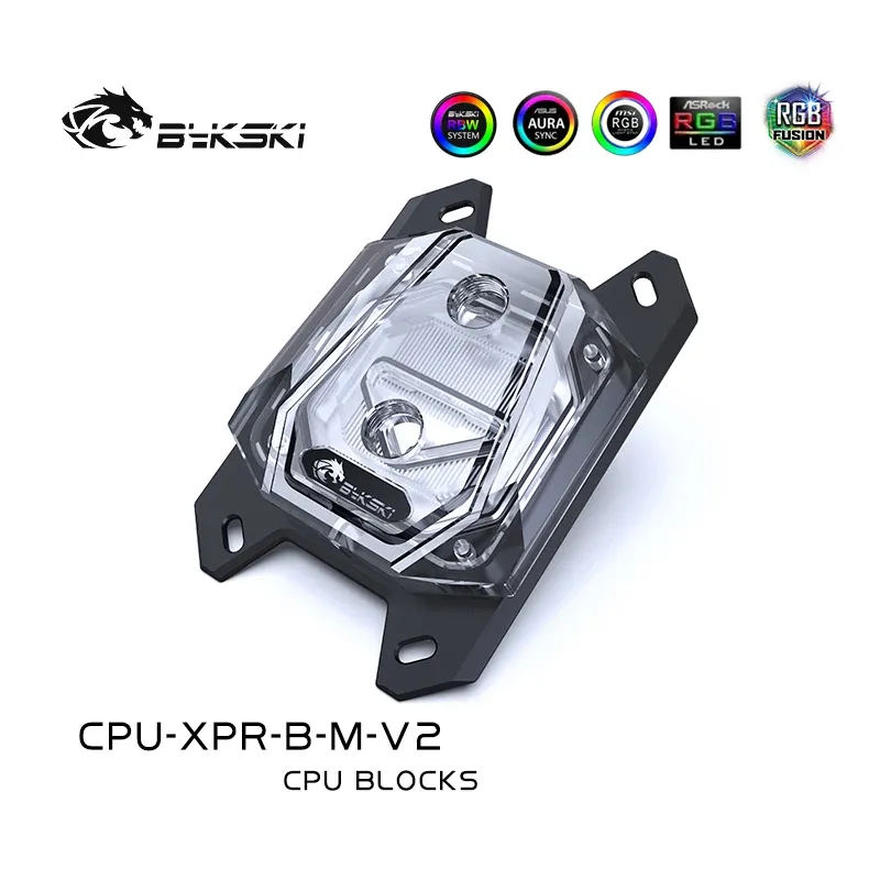 Cooling Bykski CPUXPRBMV2 PC water cooling CPU cooler processor water block for AMD Ryzen3/5/7 X470 RGB micro channel Acrylic 5v RGB