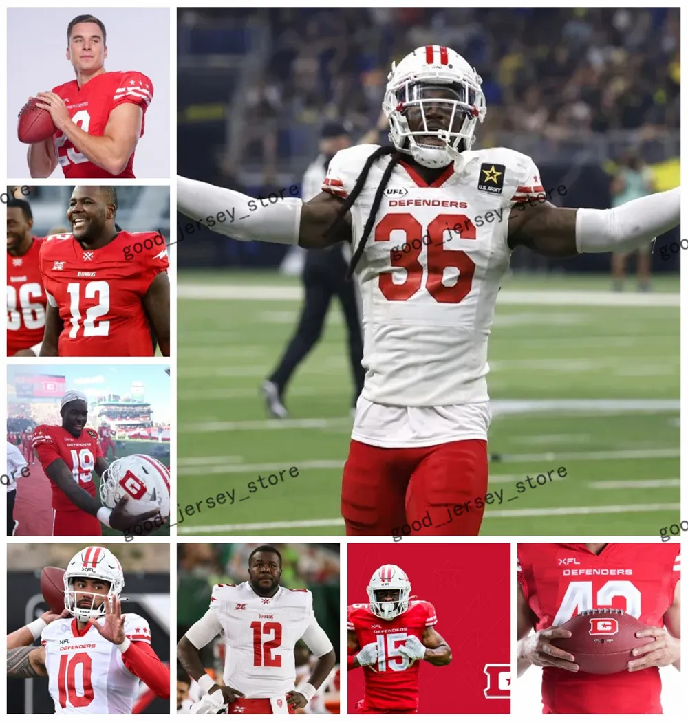 Custom DC Defenders Football Jersey 2024 12 Cardale Jones 4 Eli Rogers 19 Malachi Dupre 20 Olsen 1 DeAndre Thompkins Abdullah Khalid