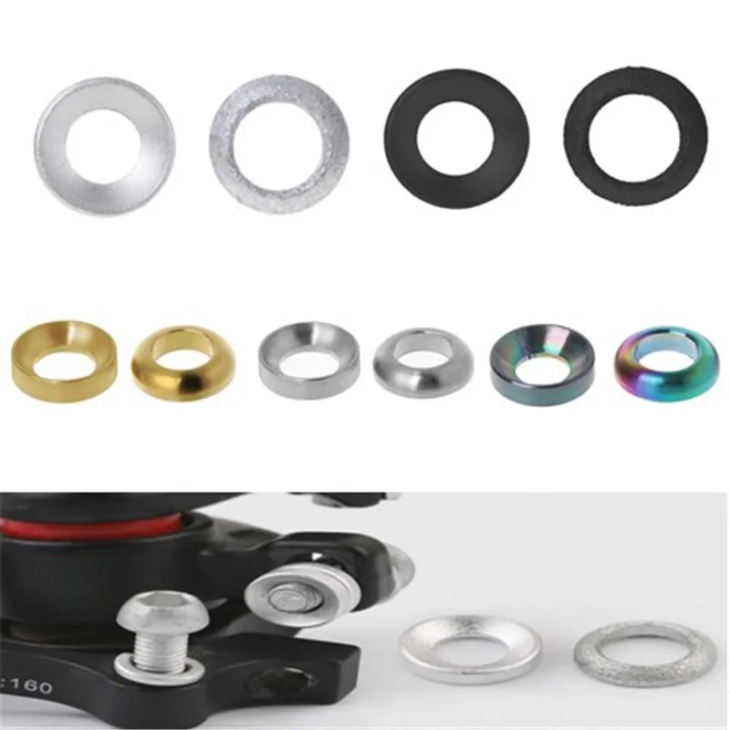 2Pcs/set Mountain BMX Bike Bicycle Titanium Concave And Convex Washer Spacer For Disc Brake Caliper Group Mounting Bolts