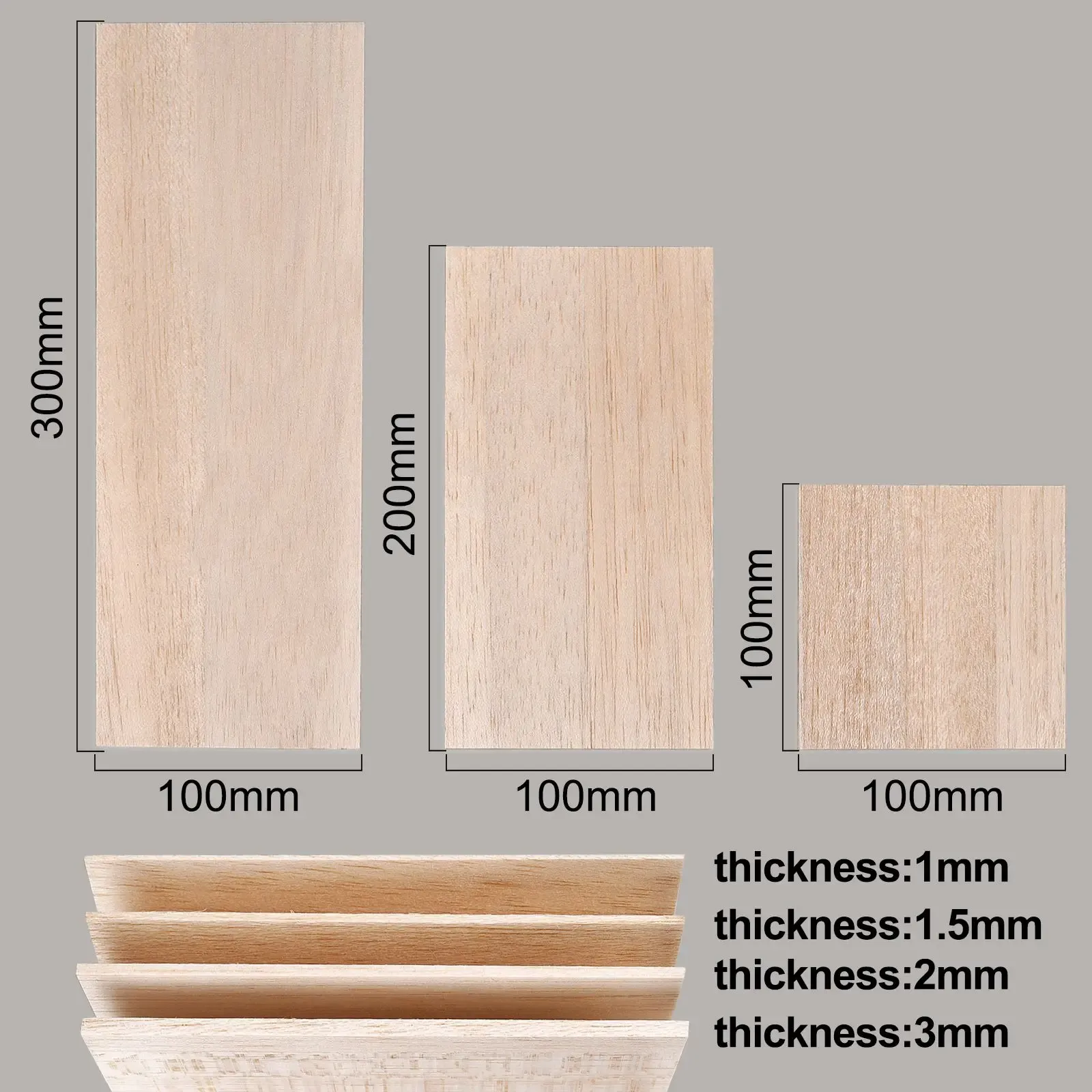 5 pcs feuilles de bois balsa pli 100/200/300 mm de long 100 mm de large 1/1,5 / 2/3 mm d'épaisseur pour artisanat Projet DIY ACCESSOIRES DE DIY DIY DIY
