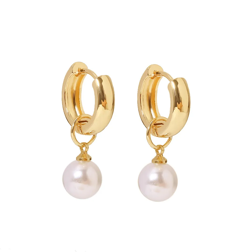 Trendy Imitation Pearl Drop Earrings Rose Gold Copper Plating Women's Statement Fashion Pierced Jewelry