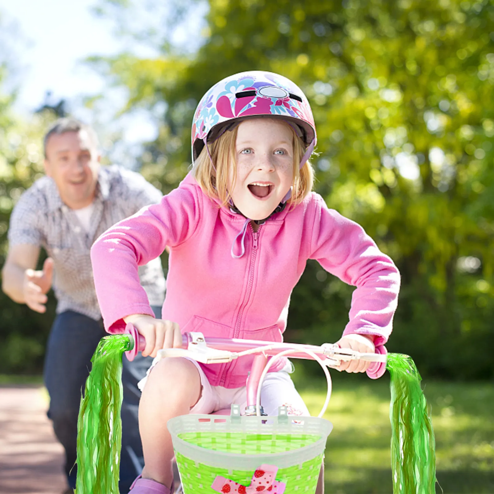 Buntes Kinder Fahrradkorb/Griffe/Quastel -Streamer passt langlebige wasserdichte Kinder Reitausrüstung Set Kinder Fahrradfahren Reitversorgungen