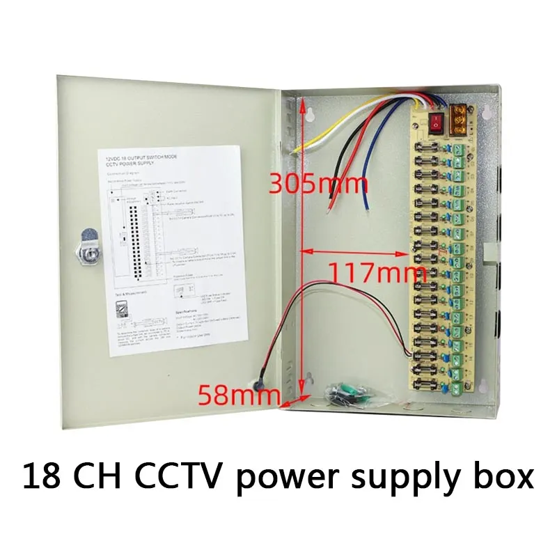 5V 12V 24V 18-vägs övervakning Switch Power Box Centraliserad strömförsörjningskamera LED-spänningsregulator utan strömförsörjning