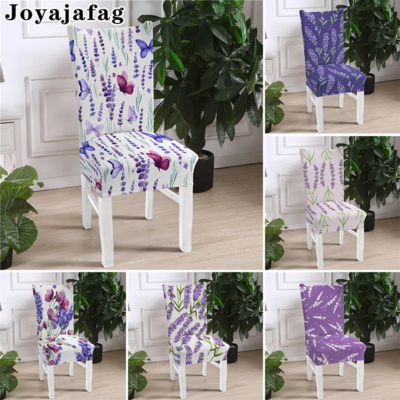 Romantic Lavender Chair Covers Elegant Purple Floral Dining Chair  Protectors, High Back Seat Covers for Kitchen, Wedding, Party Hotel