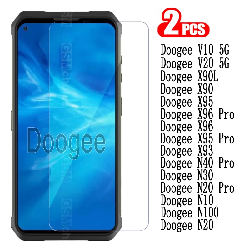 2-1PCS Glass för DooGee V10 20 X90L X90 X95 X93 X96 N10 N20 N30 N40 Pro Cover Film On DooGee V 10 20 X 93 95 N 30 40 Glass