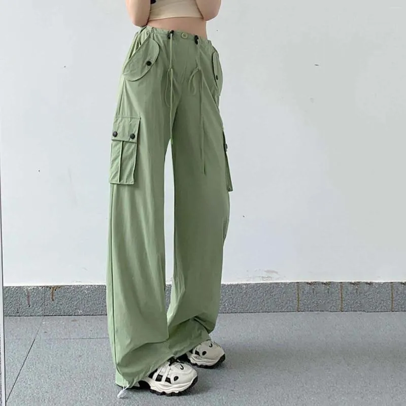 Kvinnor Pants Summer Casual Womens 2024 Sweatpants Straight Ben Cargo Trousers High midja Drawstring Bloomersr Bottoms