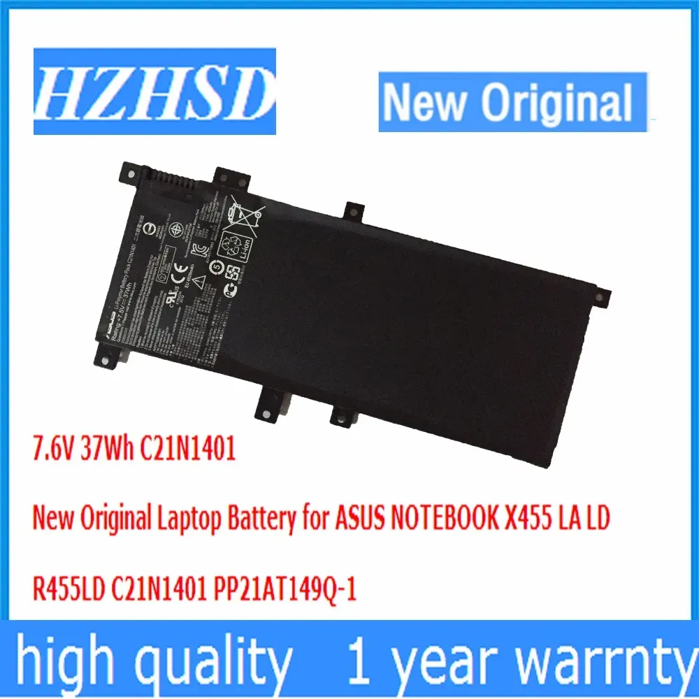 Batteries 7.6V 37Wh C21N1401 Nouvelle batterie d'ordinateur portable d'origine pour ASUS Notebook X455 LA LD R455LD C21N1401 PP21AT149Q1