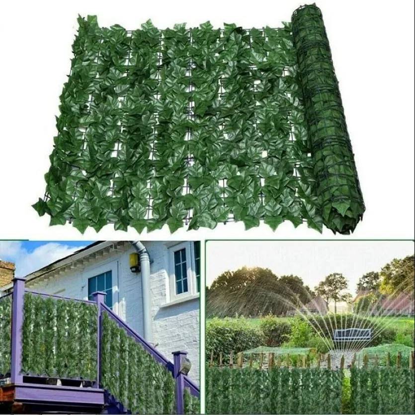 Artificial Leaf Garden Fence Screening Roll UV Fade Protected Privacy Wall Landscaping Ivy Panel Decorative Flowers & Wreaths2357